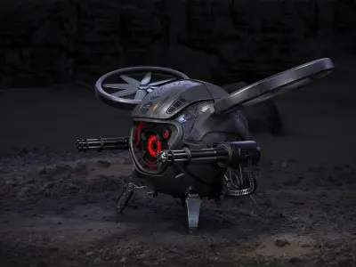 Combat Drone-003 Low-poly 3D model