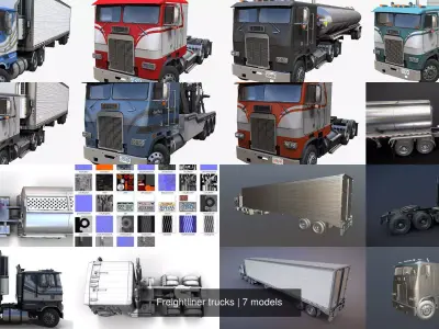 Freightliner trucks 3D Model Pack