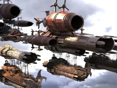 3 Grand air ships 3D model