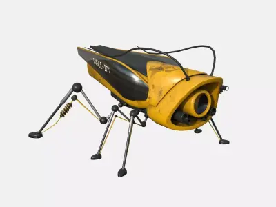 Insect Robot F06 Yellow - SciFi Character Design Low-poly 3D model
