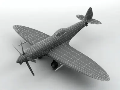 Supermarine Spitfire MK XVIII Aircraft Low-poly 3D model