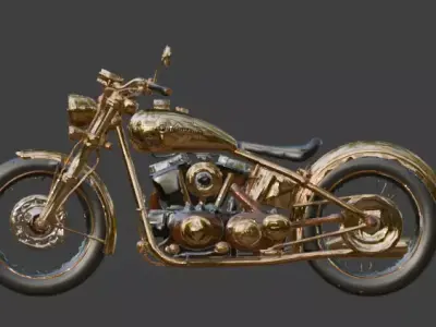 Steampunk Luxury High-Performance Motorcycle 3D Model Low-poly 3D model