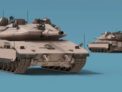 Dirty Israeli Tank Merkava 5 Beige 3D model