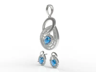 Diamond Pendant Set 21 3D print model