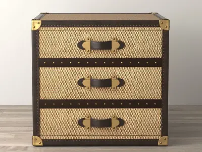 MAYFAIR RATTAN 3-DRAWER CUBE 3D model