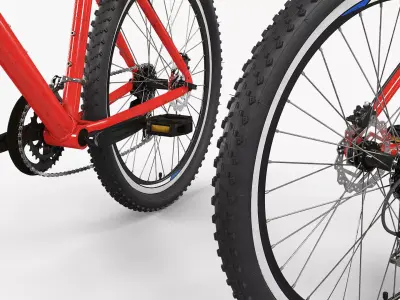 Sport Hardtail Mountain Bicycle Red Black 3D model