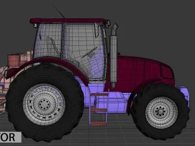 Tractor in grass 3D model
