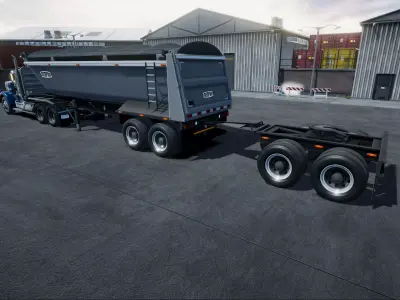 Semitruck with dump trailer unity asset Low-poly 3D model