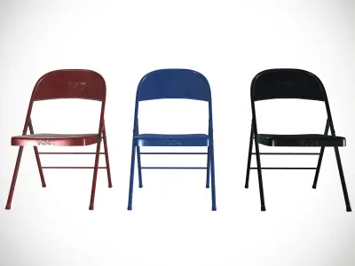 Steel Folding Chair Low-poly 3D model