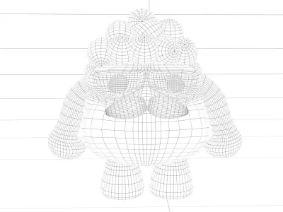 mascot 3d model cartoon character with beard Low-poly 3D model