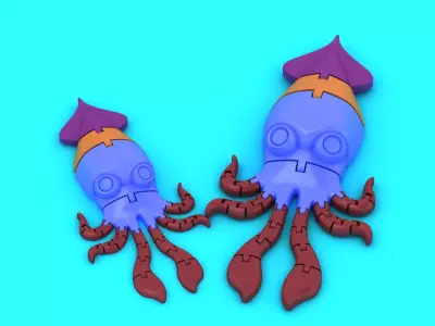 Rocket Squid Character  Cute Sci-Fi 3D Printable Cartoon Figure 3D print model