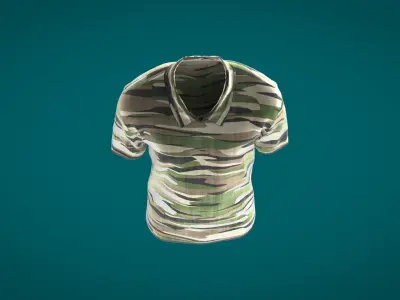 Military Outfit - T-shirt Low-poly 3D model 18