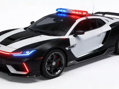 Futuristic Sci-Fi Interceptor Police Supercar 3D Model Low-poly 3D model