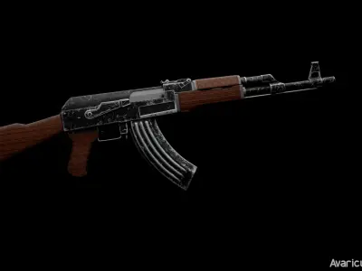 Game READY AK-47 Assault riffle with textures Low-poly 3D model