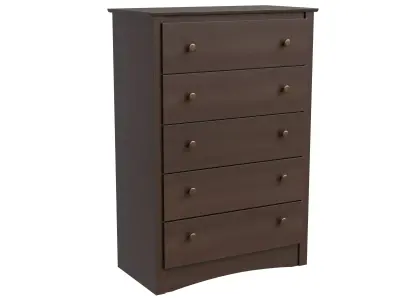 Tall 5 Drawers Wooden Chest 3D model