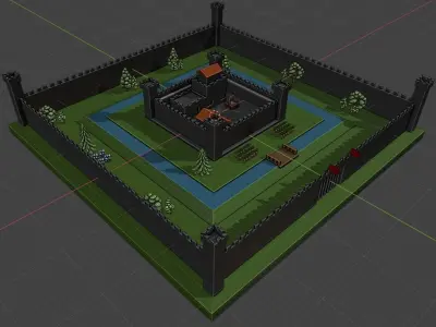 Low Poly Medieval Castle  Low-poly 3D model