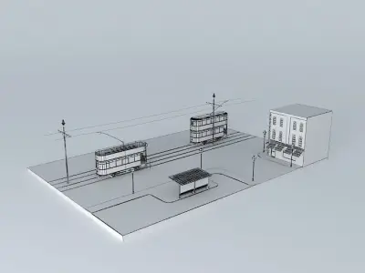 Lady and the Tram Free 3D model