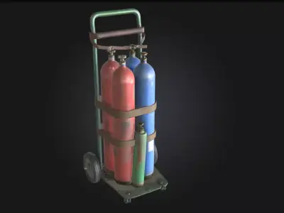 Gas Cylinder Cart  Industrial Mobility for Heavy-Duty Tasks 3D model