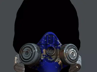 Gas mask helmet 3d model scifi Low-poly  Low-poly 3D model 61