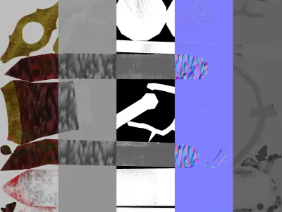Fantasy Swords Vol 1  combo 4in1 Low-poly 3D model