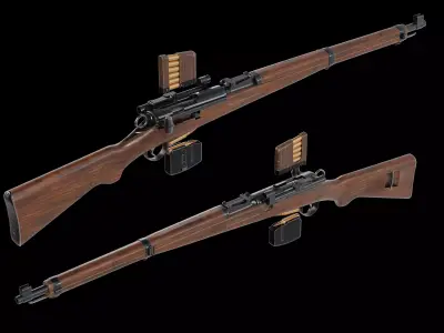 Swiss K31 bolt-action rifle Low-poly 3D model