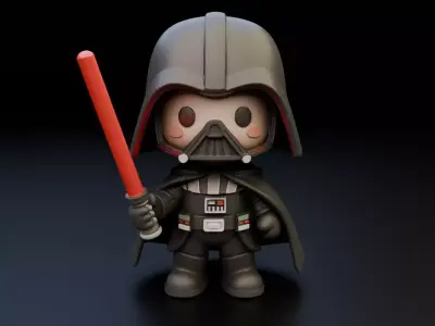 Meditative Darth Vader Chibi Statue - Dark Side Art Toy 3D print model