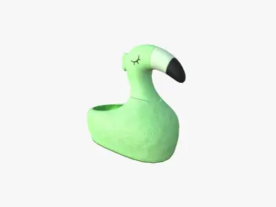 Slippers C03 Green Flamingo - Costume Character Design Low-poly 3D model