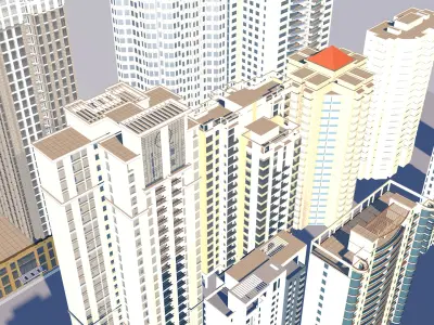 Buildings City building industrial park commercial housing 3D model V7
