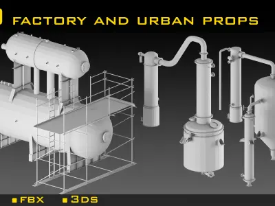 50 Factory and Urban Props- Vol 03 Low-poly 3D model