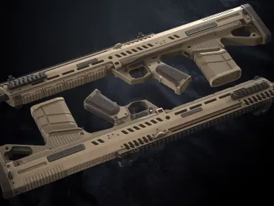 MR-772 Assault Rifle With Hands And Weapon Case Low-poly 3D model