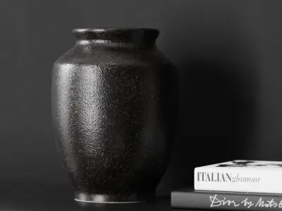  Eno Ceramic Barrel Vase Model, Black 