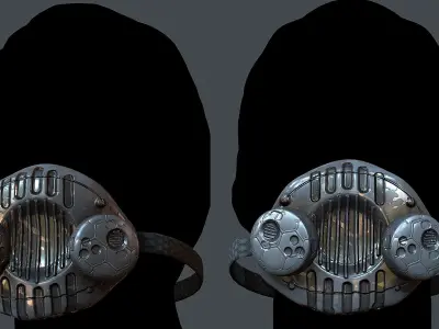 Gas mask helmet 3d model scifi  Low-poly 3D model 5