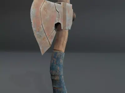 Stylized Rusty Axe 3D Model  Game Ready Weapon Low Poly PBR Free low-poly 3D model