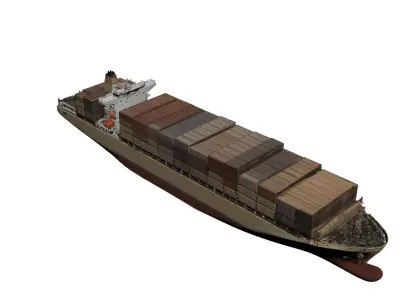Realistic Container Cargo Ship High Detail Vessel 3D model