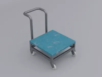 Small Metal Trolley Free low-poly 3D model
