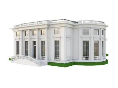 White House with classic interior  Free 3D model