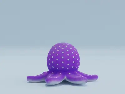 Octopus Toy Cute Purple Low-poly 3D model