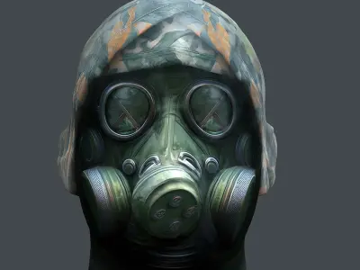 Gas mask helmet 3d model military combat fantasy cyborg Low-poly Low-poly 3D model