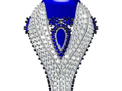 Antique Blue Sapphire Cabochon Cocktail Ring 3D print model