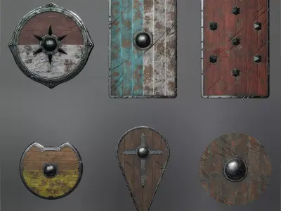 Medieval Shield Collection - 6 High-Poly PBR Models 3D model
