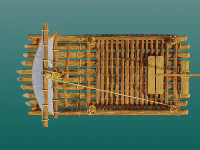 Wooden boat Free low-poly 3D model