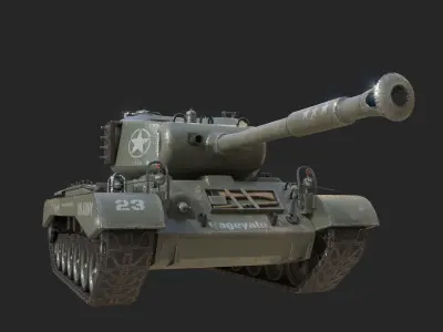 USA Army M46 Patton medium tank in Korean War Low-poly 3D model