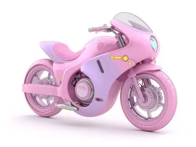 Aesthetic Sci-Fi Motorcycle 3D Model Low-poly 3D model