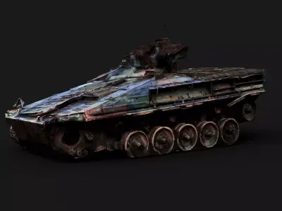war destroyed Marder vehicle wreck PBR photogrammetry Low-poly 3D model