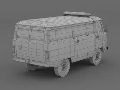 UAZ 2206 Buhanka Police Low-poly 3D model