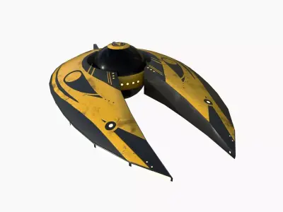 Alien Spaceship UFO I08 Yellow Dirt - Sci Fi Spacecraft Design Low-poly 3D model