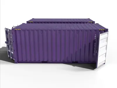 20ft Cargo Container Purple Low-poly 3D model