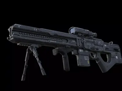 Sci-Fi Heavy Railgun Anti Material Sniper Rifle Game Ready Low-poly 3D model