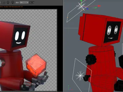 Cartoon Robot scifi machine android Core cube future power 3D model
