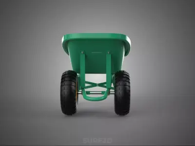 TWIN WHEEL TIRE WHEELBARROW TOOL GARDEN GREEN TRAY TROLLEY FARM 3D model